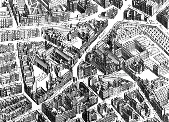 Sainte-Geneviève körzet, Párizs, részlet a Párizsi Tervből, Plan de Turgot néven ismert, Claude Lucas metszetében, 1734-39 metszetrészlet a 233535-ből